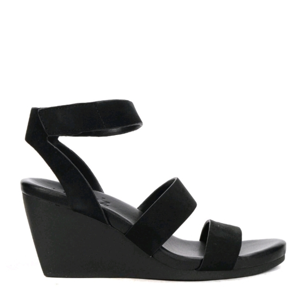 Naturalizer Women's Priya Strappy Wedge Sandals Black Suede Sz 10 Wide SH10